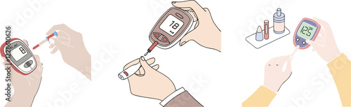 Person Using Glucometer And Measuring Blood Sugar Level
