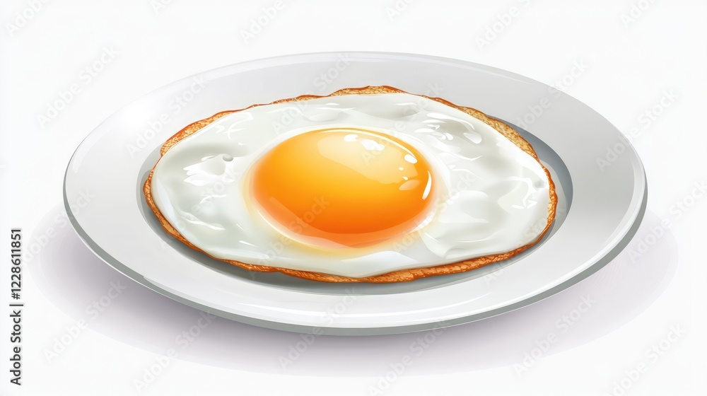 Sunny-Side Up: A perfectly cooked fried egg rests on a white plate, its golden yolk gleaming invitingly, capturing the essence of a simple yet satisfying breakfast. Sunny-Side Up: A perfectly cooked fried egg rests on a white plate, its golden yolk gleaming invitingly, capturing the essence of a simple yet satisfying breakfast.