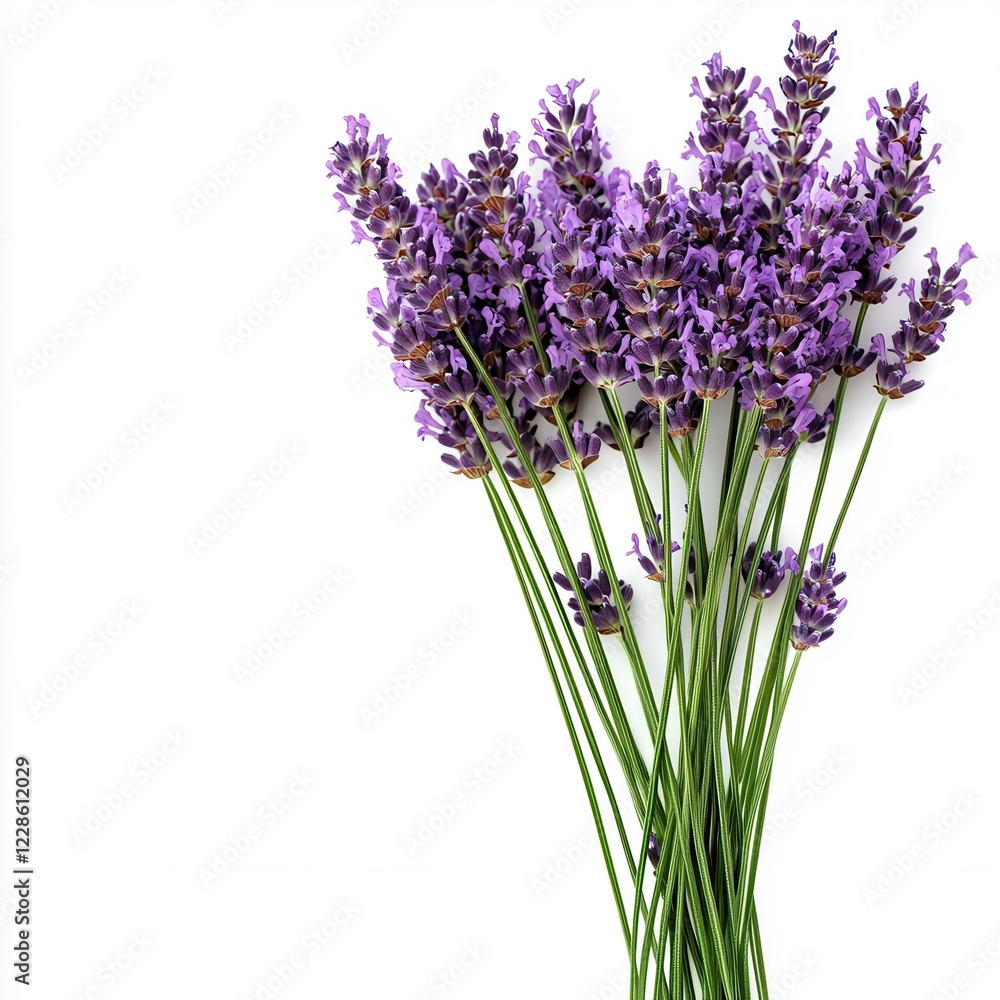 Obraz premium Fresh lavender bouquet on a white isolated background.