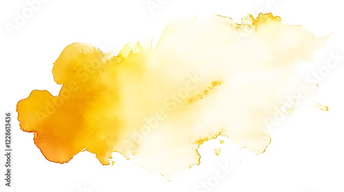 yellow watercolor stain isolated on white and transparent background. Generative AI.