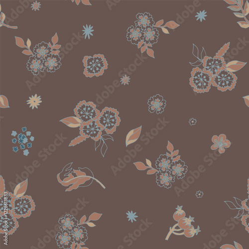 Tiny florals on dark brown