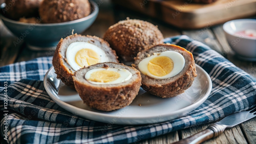 Deliciously crispy scotch eggs a savory delight from the heart of british cuisine Deliciously crispy scotch eggs a savory delight from the heart of british cuisine