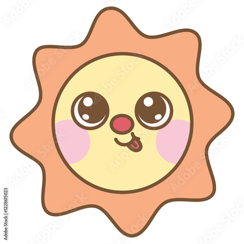 cute kawaii Sun outline cartoon doodle illustration