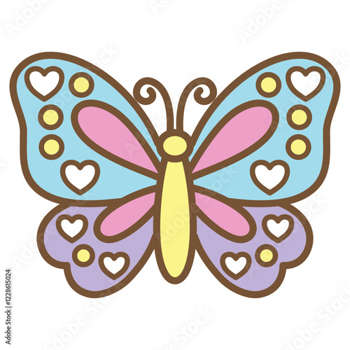 cute kawaii Butterfly outline cartoon doodle illustration