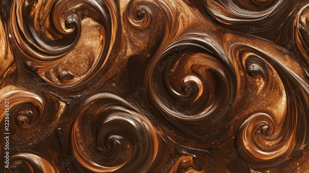 A close-up of swirling chocolate cream texture A close-up of swirling chocolate cream texture