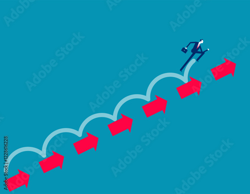 Business with the next step. Business progress vector flat style