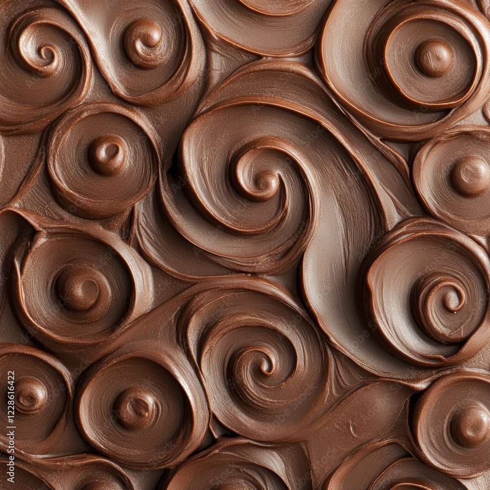 A close-up of swirling chocolate cream texture A close-up of swirling chocolate cream texture
