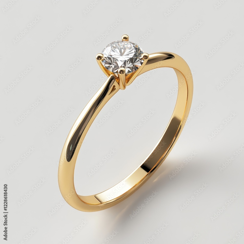 Solitaire diamond ring in yellow gold. Solitaire diamond ring in yellow gold.