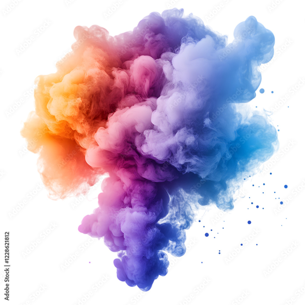 Fototapeta premium Vibrant Multicolor Smoke Cloud with Swirling Effect, Isolated on Transparent Background