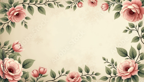 Vintage Floral Design with Pink and Green Elements