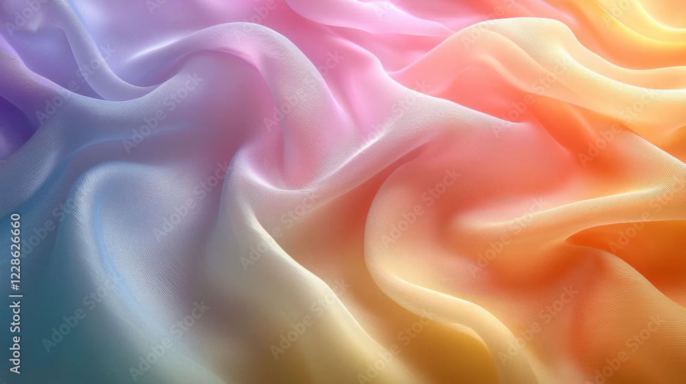 Obraz premium Delicate pastel rainbow gradient with silky texture and smooth waves