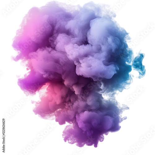 Abstract Color Explosion of Purple, Pink, and Orange Smoke, Isolated on Transparent Background