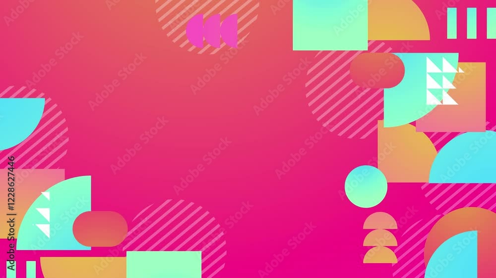 colorful abstract design featuring geometric shapes on a red background portraying modern art and bold vibrance seamless 4k video background motion pop art design colorful abstract design featuring geometric shapes on a red background portraying modern art and bold vibrance seamless 4k video background motion pop art design