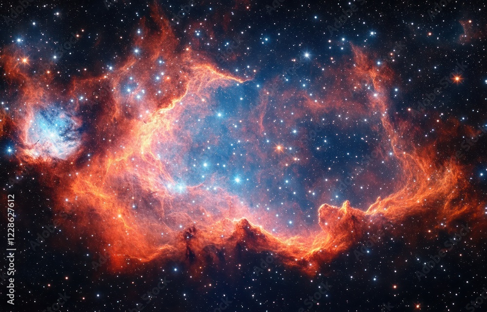 Fototapeta premium Stunning Cosmic Nebula in Triangulum Galaxy with Star Clusters and Gas Clouds Surrealism Art