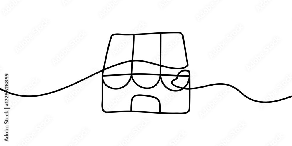 Obraz premium continuous line drawing of shop symbol. abstract line art illustration