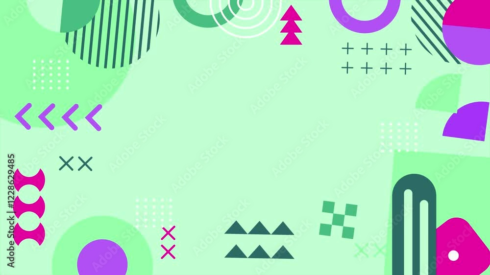 colorful abstract geometric design with shapes and green background seamless 4k video background motion pop art design colorful abstract geometric design with shapes and green background seamless 4k video background motion pop art design
