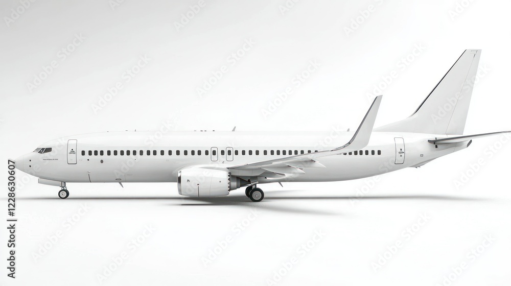 White airplane on white background, ready for branding mockup White airplane on white background, ready for branding mockup