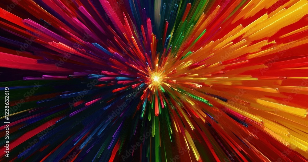 Dynamic Laser Beams in Blue and Red Radiating in Explosion Abstract Art Dynamic Laser Beams in Blue and Red Radiating in Explosion Abstract Art