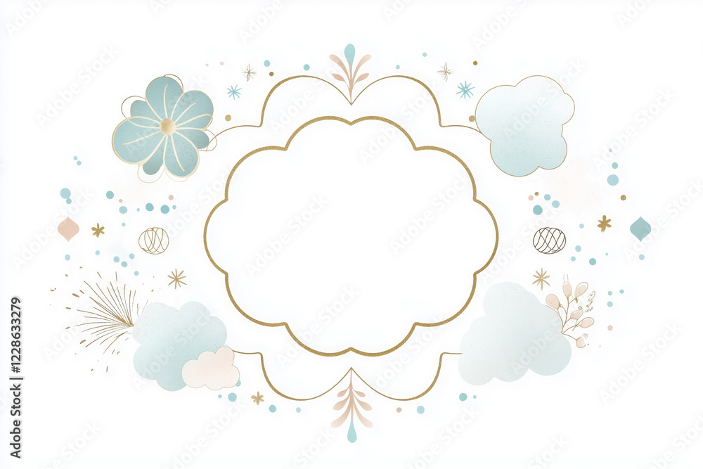 Elegant Floral Frame with Gold and Blue Accents background, Generative AI Elegant Floral Frame with Gold and Blue Accents background, Generative AI