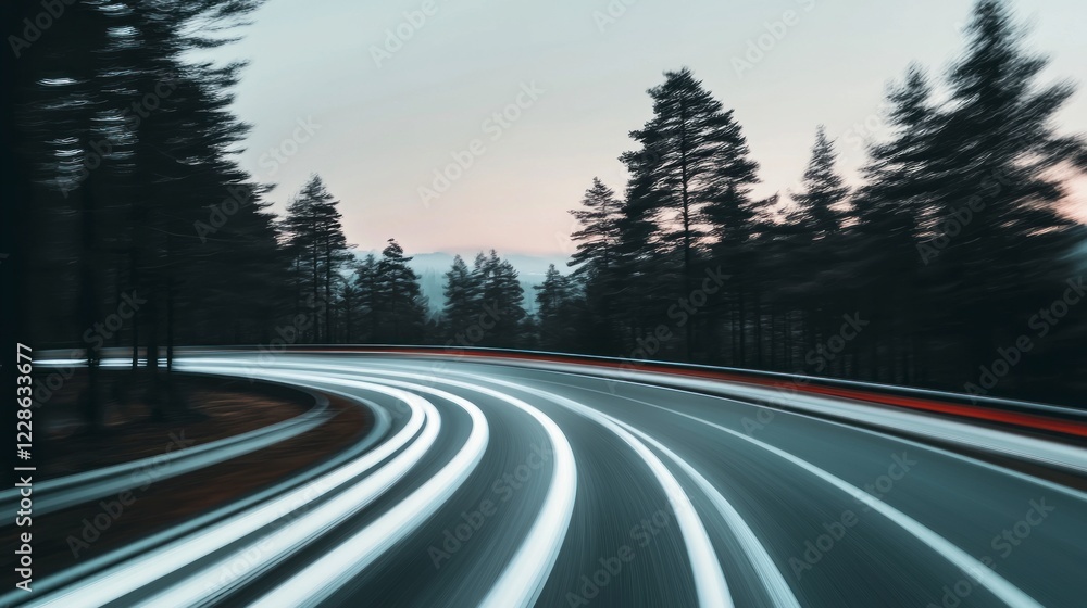 Dynamic Abstract Road Speed Motion Blur Night Drive Forest Highway Dynamic Abstract Road Speed Motion Blur Night Drive Forest Highway