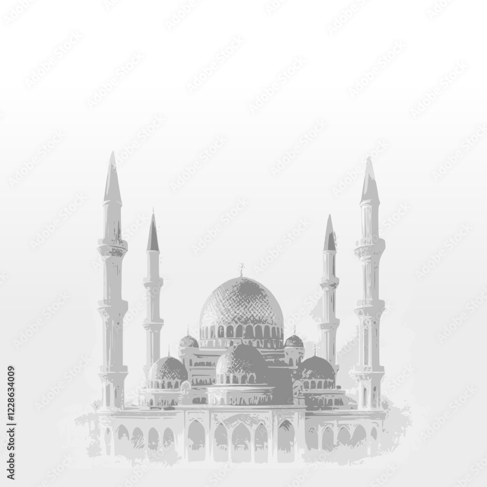 Fototapeta premium white mosque abstract background, copy space for banner