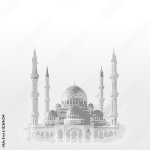 white mosque abstract background, copy space for banner