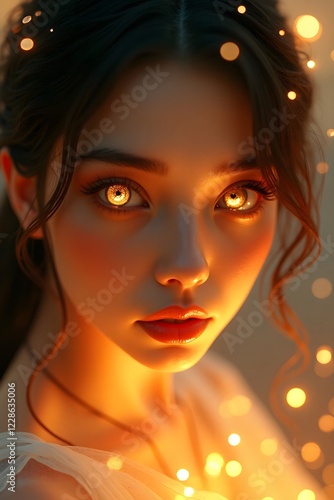 Wallpaper Mural A mesmerizing character with glowing eyes, captured in a surreal ethereal glow.
 Torontodigital.ca