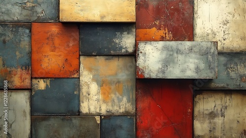 Rustic Colorful Wood Blocks Abstract Texture Background. AI Generated