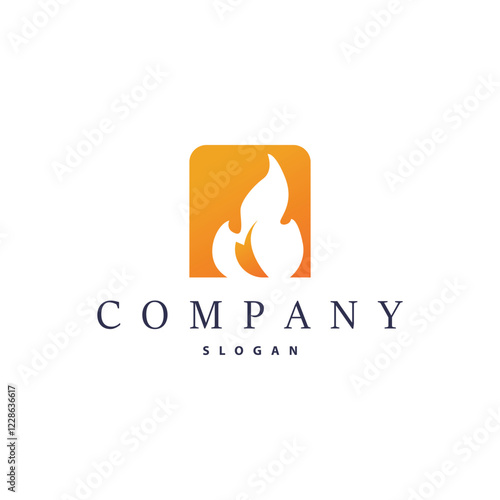 flame logo symbol burning fire design with simple minimalist concept brand template photo