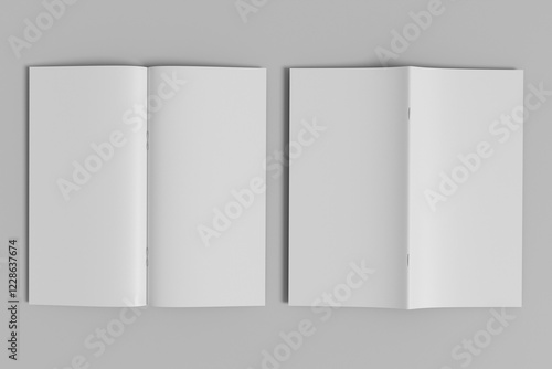 Opened stapled bound booklet mockup