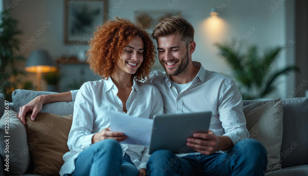 couple with tablet computer couple with tablet computer