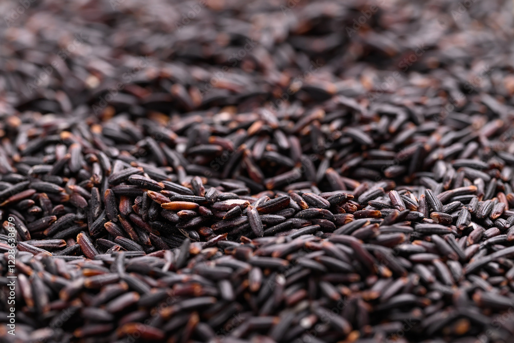 Organic rice berry or purple rice texture background, Thai rice Organic rice berry or purple rice texture background, Thai rice