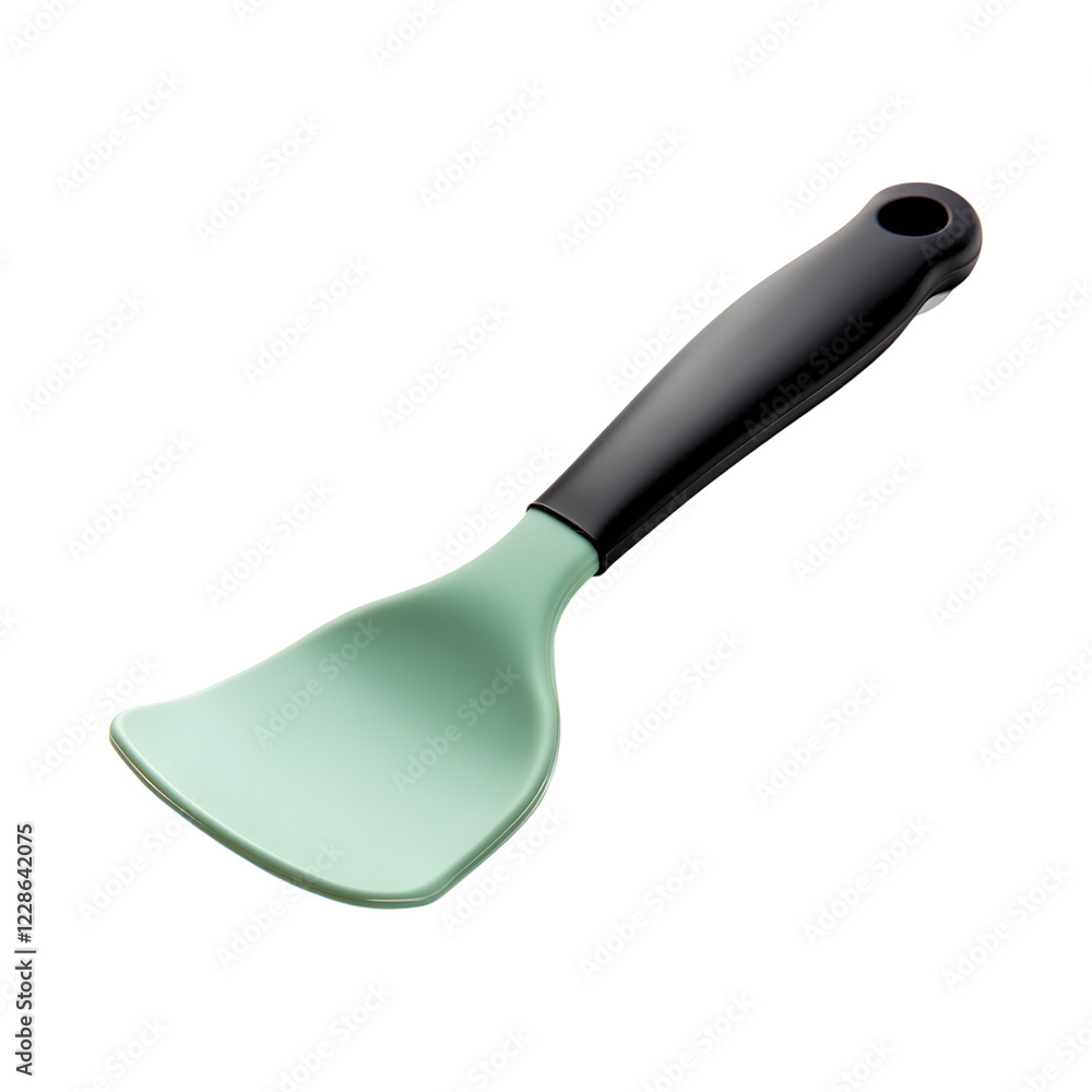 Modern Silicone Dough Scraper in Green with Black Handle Isolated on Transparent Background Modern Silicone Dough Scraper in Green with Black Handle Isolated on Transparent Background