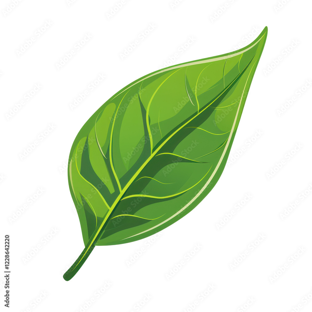 Obraz premium Detailed Green Leaf Illustration with Vivid Texture and Color