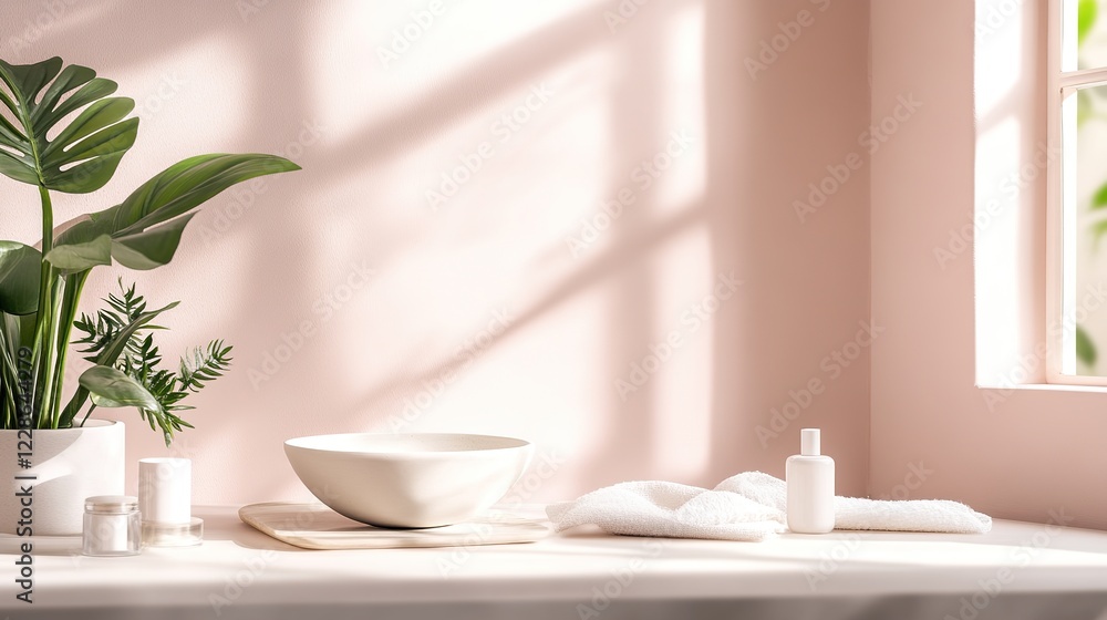 Light Pink Studio Room: Minimalist Backdrop for Showcasing Products in Stock Photos, Creating a Clean and Elegant Display Environment Light Pink Studio Room: Minimalist Backdrop for Showcasing Products in Stock Photos, Creating a Clean and Elegant Display Environment