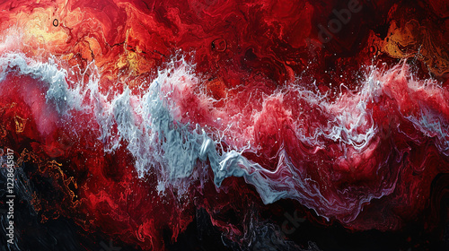 Wallpaper Mural Aerial View Of Stunning Red Shore Splashing At Red Sand Beach Oil Painting Seascape Background Torontodigital.ca