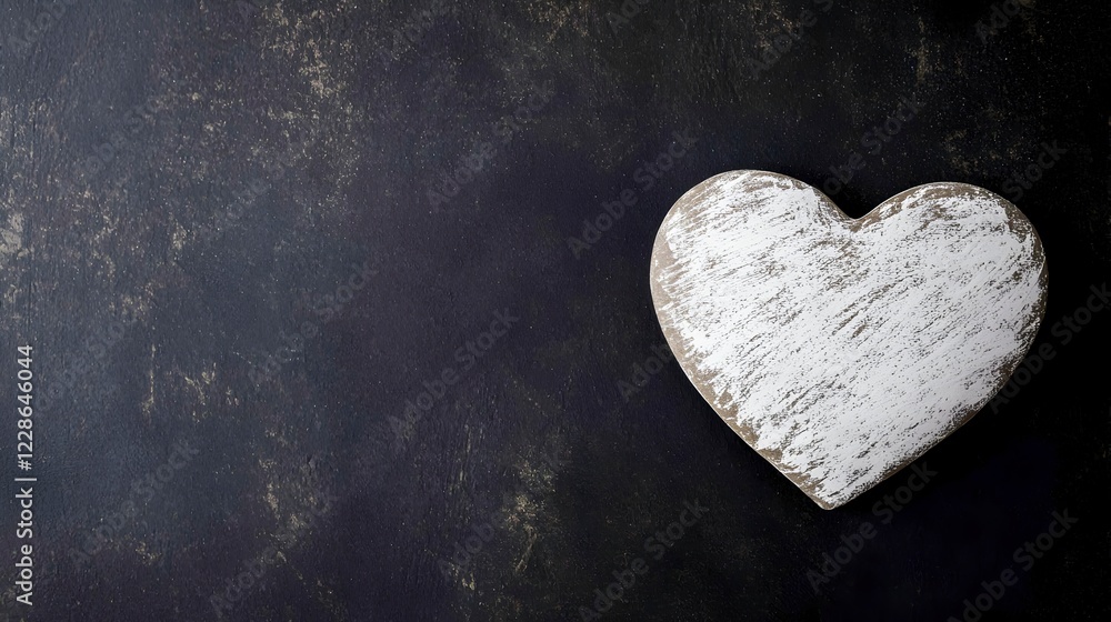 Rustic Wooden Heart Shape on Dark Textured Background Rustic Wooden Heart Shape on Dark Textured Background