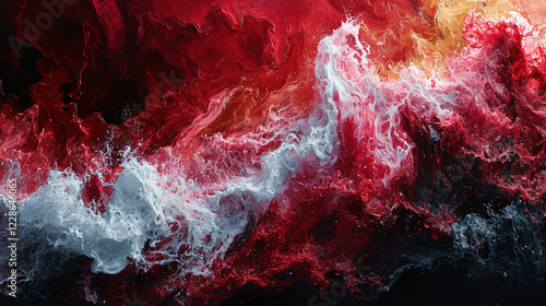 Wallpaper Mural Aerial View Of Stunning Red Shore Splashing At Red Sand Beach Oil Painting Seascape Background Torontodigital.ca