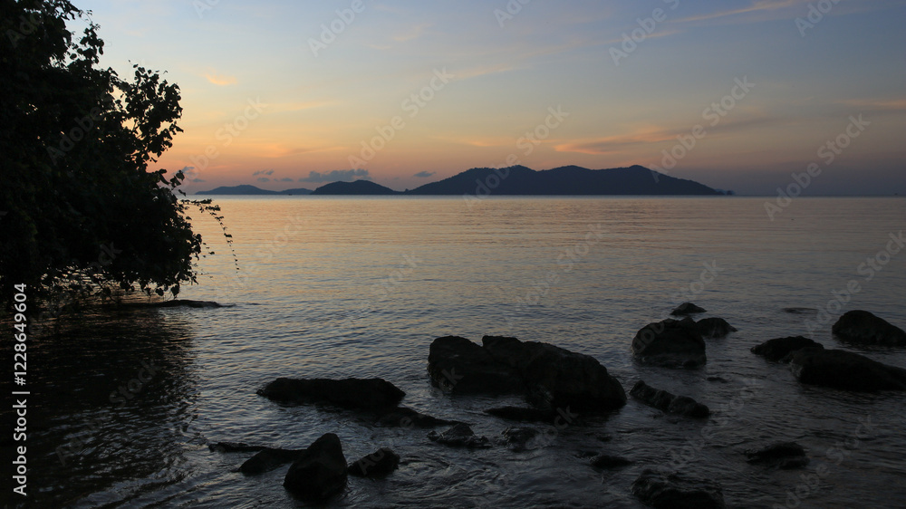 Islands at sunset, view from Bangbao, Ko Chang, Thailand. Islands at sunset, view from Bangbao, Ko Chang, Thailand.