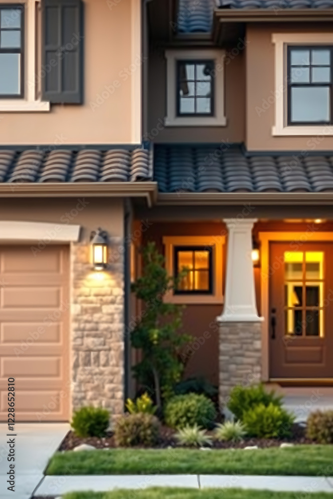 Luxury Home Exterior at Night: Modern Architecture, Landscaping, and Curb Appeal Luxury Home Exterior at Night: Modern Architecture, Landscaping, and Curb Appeal