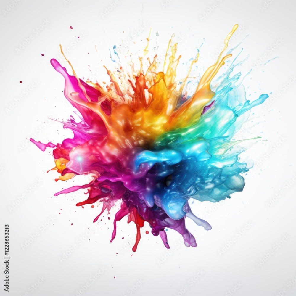 iridescent ink explosion white background iridescent ink explosion white background