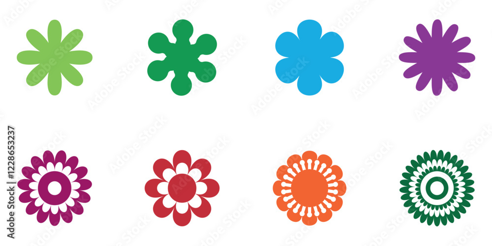Set of flowers collection, Vector illustration design and creative idea, eps 10. Flowers illustration with retro style easy editable color, Flowers isolated on white background. Set of flowers collection, Vector illustration design and creative idea, eps 10. Flowers illustration with retro style easy editable color, Flowers isolated on white background.