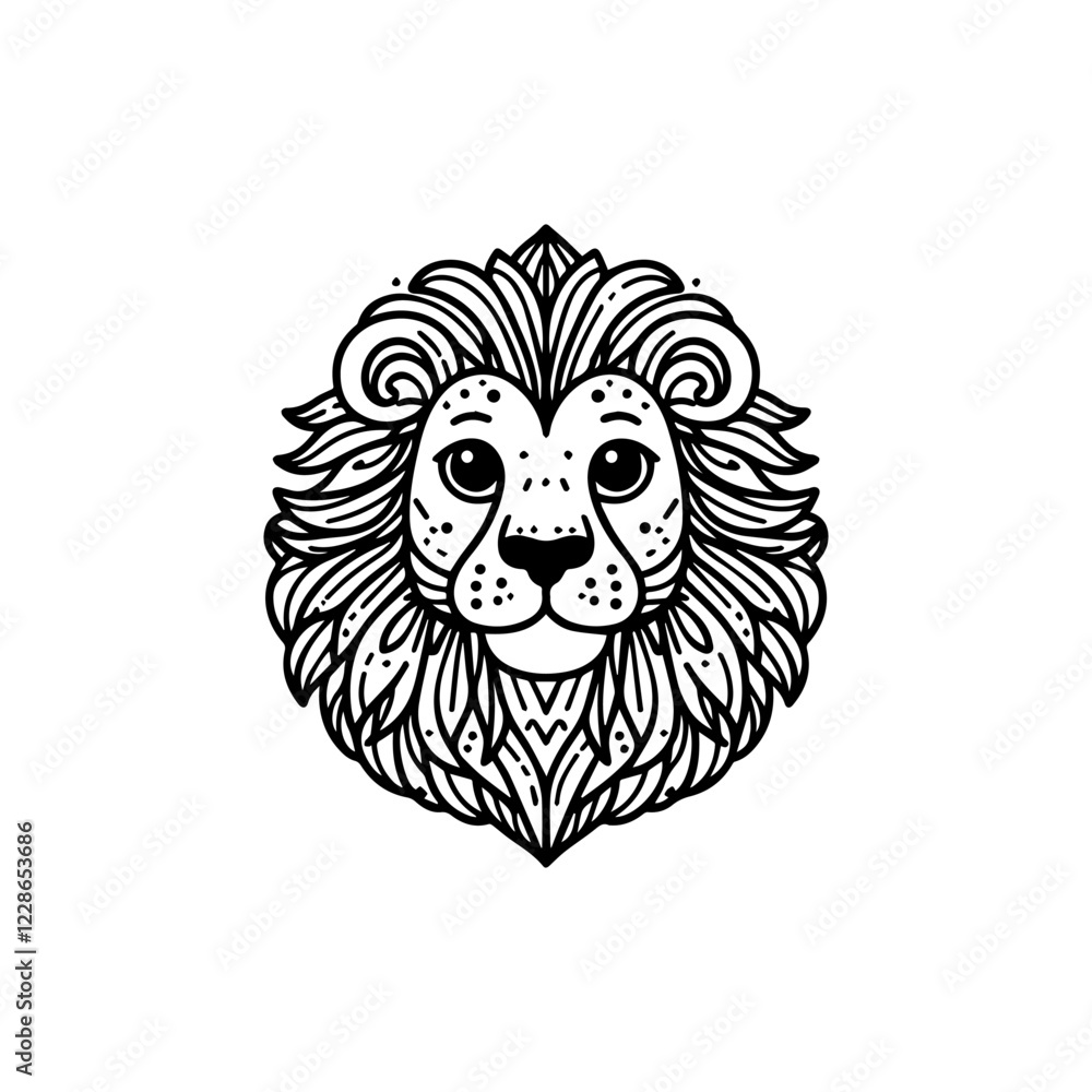 Obraz premium line art vector logo lion head