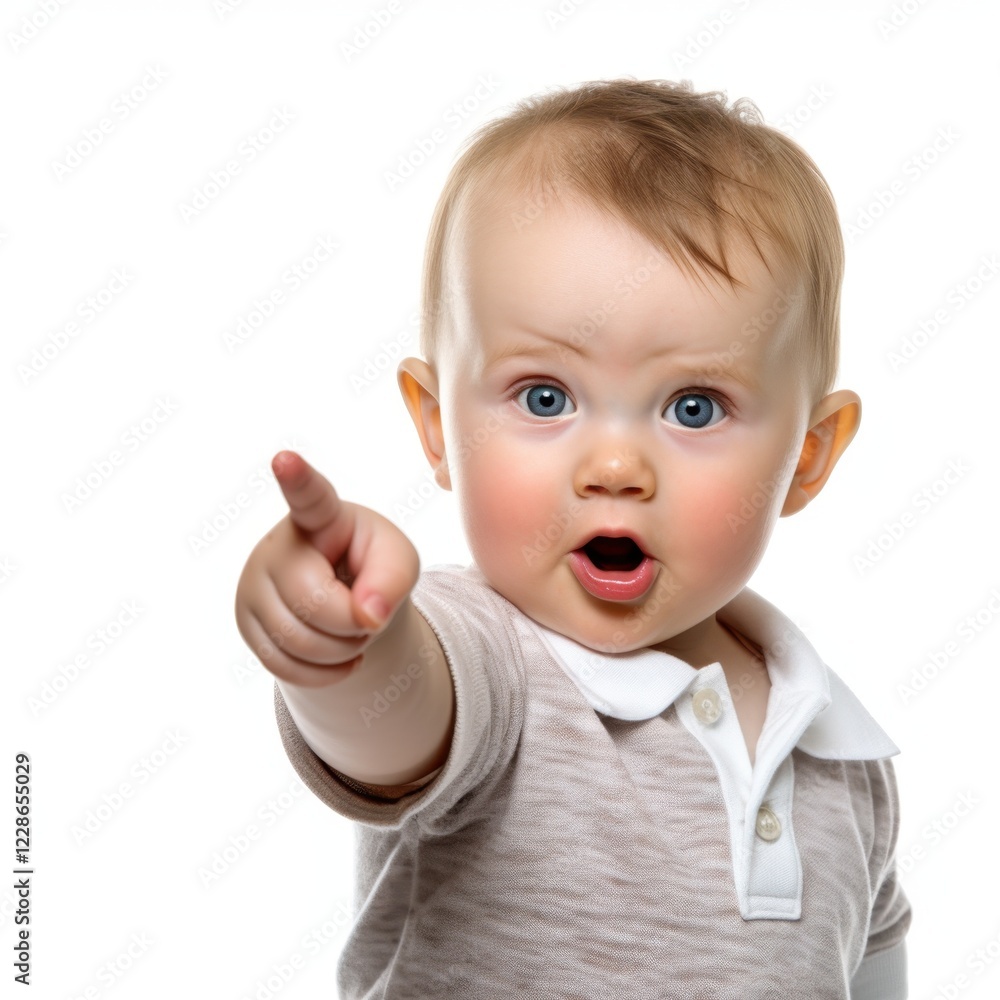 Funny baby with exaggerated facial expression and gesture Funny baby with exaggerated facial expression and gesture