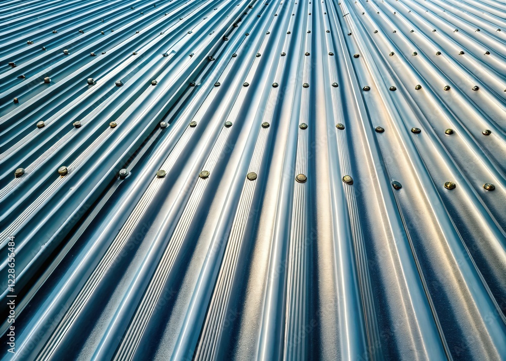 Fototapeta premium Close-up Aerial View Grey Metal Roofing Sheet - Industrial Texture