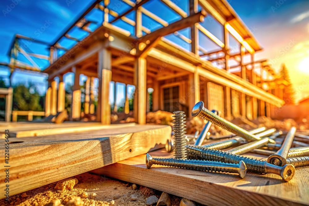 Macro Detail of Construction Site - Home Under Construction, Building Materials Close Up Macro Detail of Construction Site - Home Under Construction, Building Materials Close Up