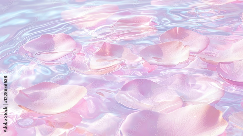 Fototapeta premium Delicate Swirl of Pale Rose Petals Floating on Water Surface