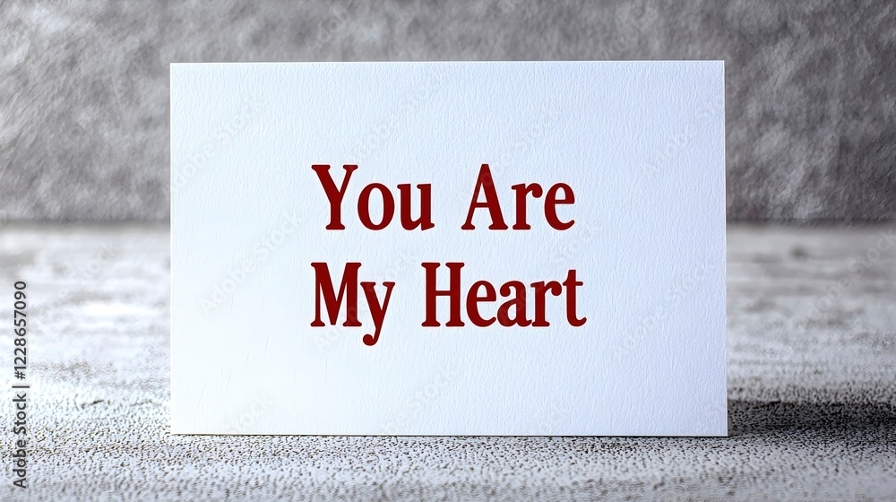 Card with Heartfelt Message You Are My Heart on Gray Background Card with Heartfelt Message You Are My Heart on Gray Background