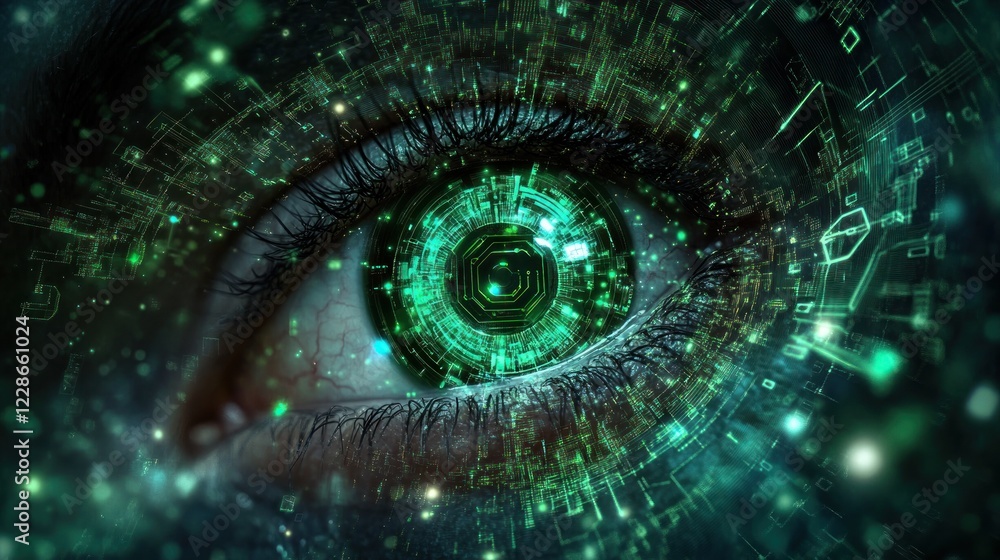 Naklejka premium Digital Eye Circuitry Futuristic Technology Vision