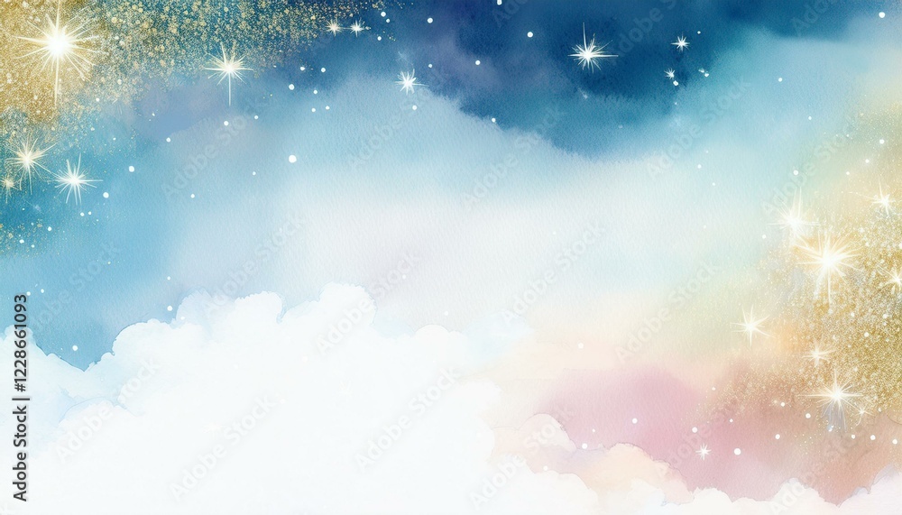 Naklejka premium 淡い虹色のカラフルな水彩画